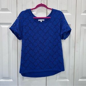 Ellen Tracy Women's Royal Blue Lace Blouse